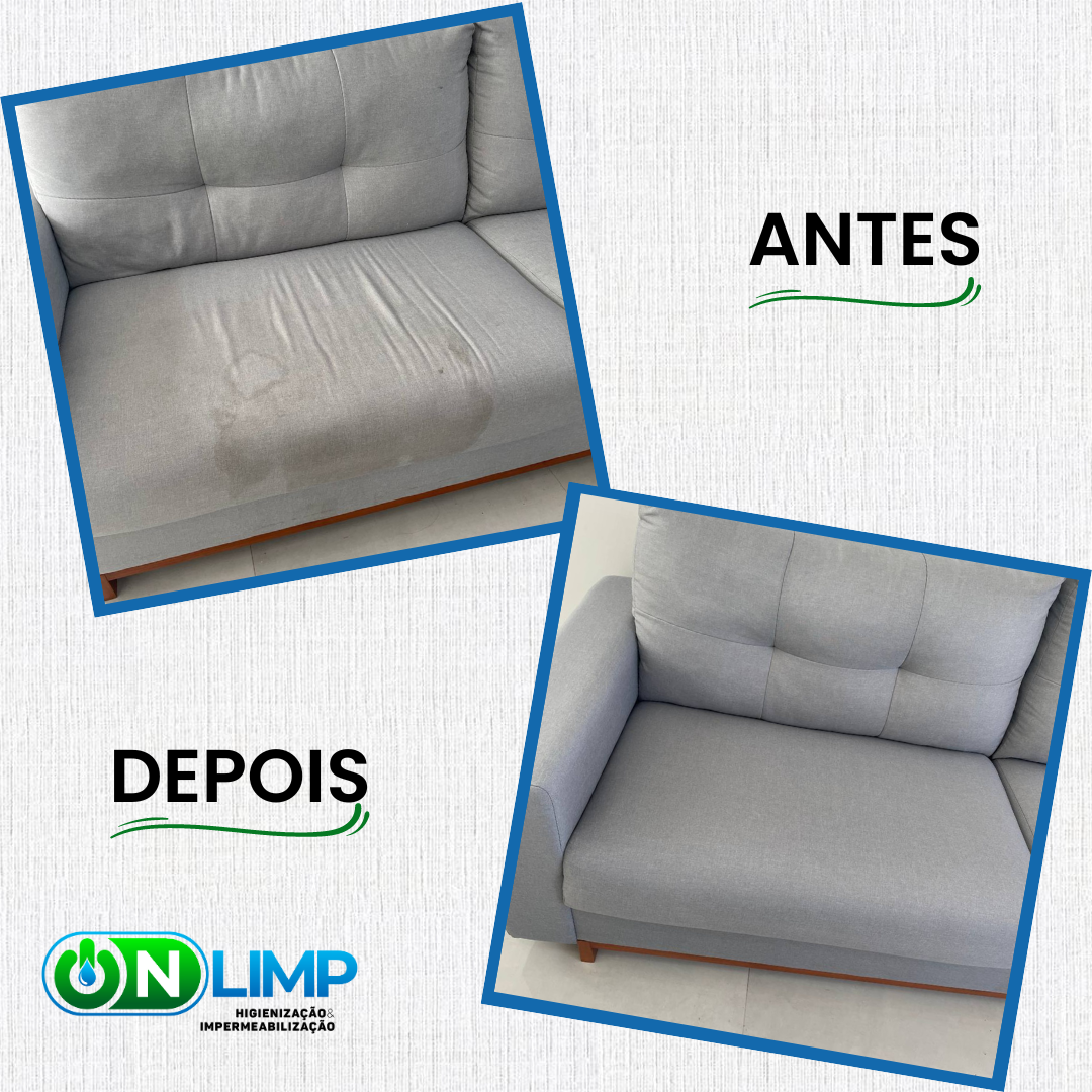 Antes e depois — Sofá Linho higienizado